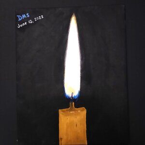 Blazing Flame on Wax Candle Portrait - Original Painting